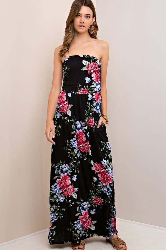 Strapless Floral Maxi