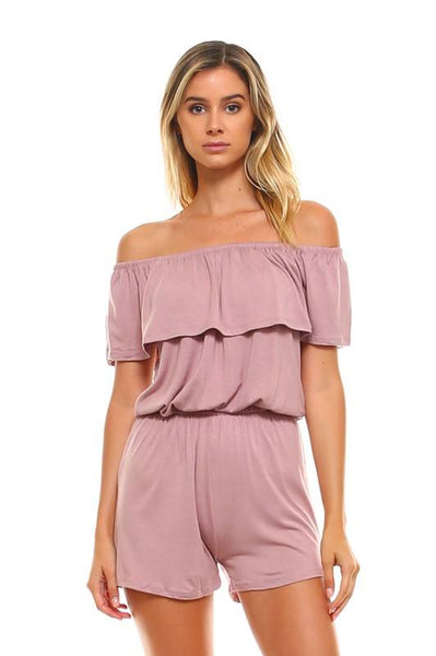 Off Shoulder Mauve Romper