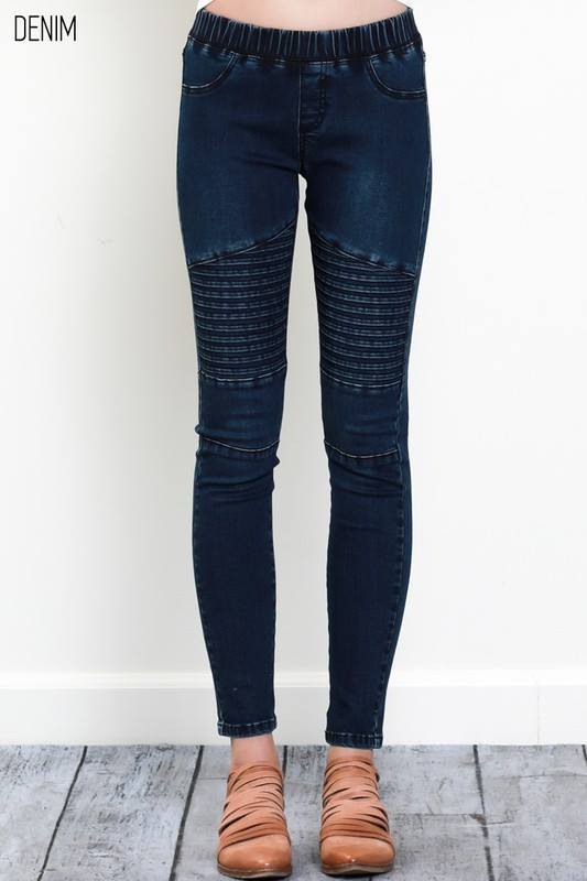 Denim Moto Leggings